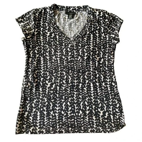APOSTROPHE PETITE WOMENS BLACK WHITE TOP SHIRT SIZE MP MEDIUM - Picture 1 of 3